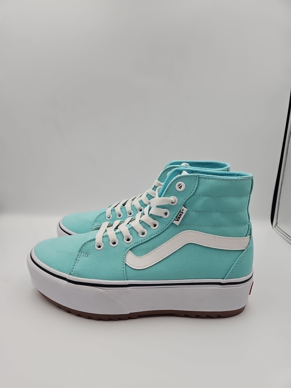 Vans High-Top Platform Sneakers in Teal with White Stripe